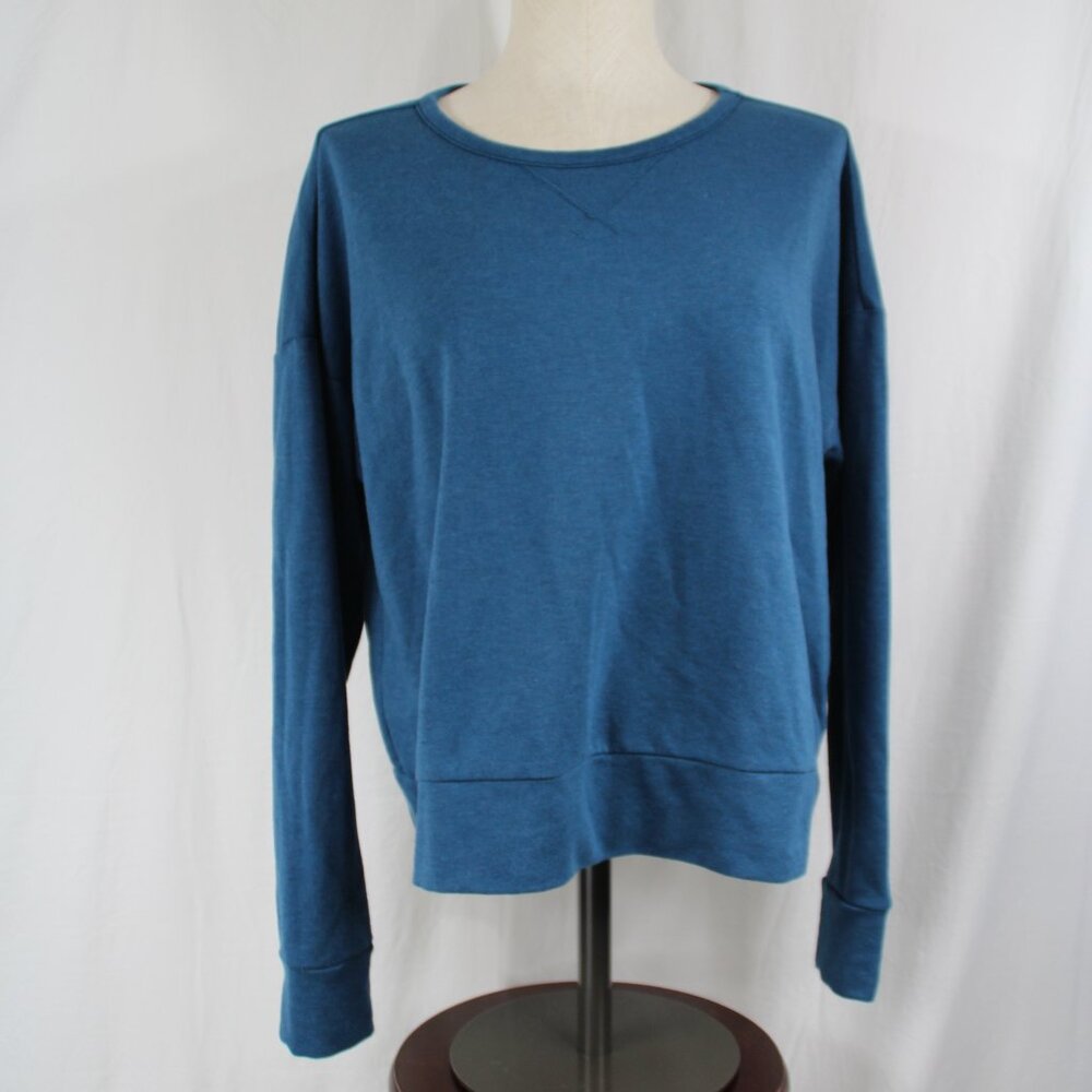 Nike Dri Fit Sweatshirt Women's Large Blue Open Back Long Sleeve Pullover Active